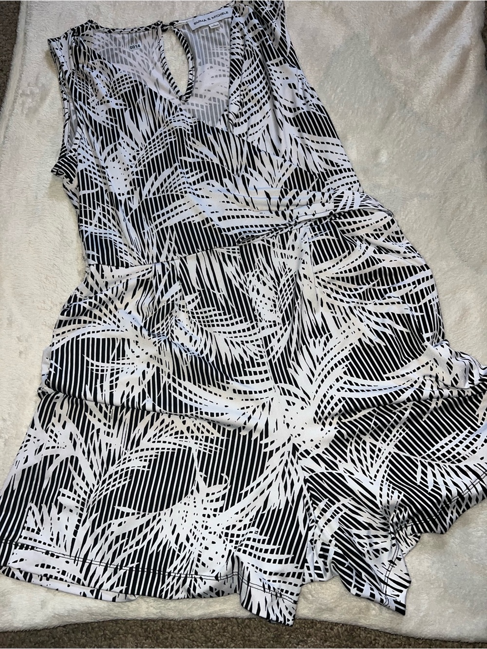 Emma & Michele Black and White Sleeveless Printed Dress